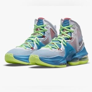 Nike Lebron  19 Boy’s Basketball Sneakers in Blue and Neon Green| Size: 4